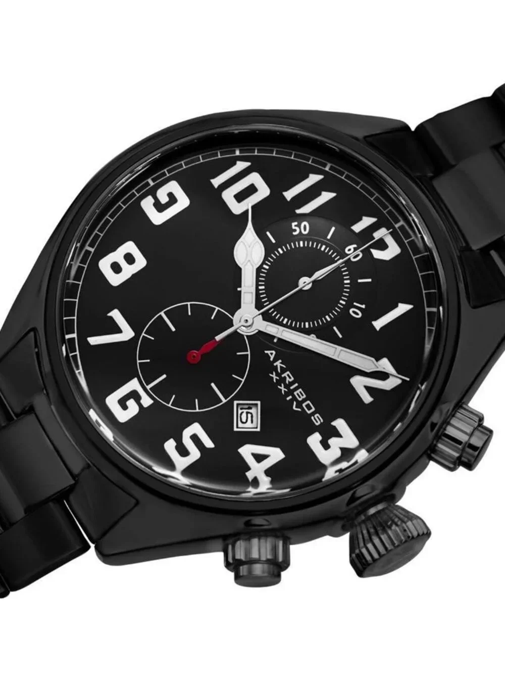 NWT Akribos XXIV Trek Chronograph Quartz Black Dial Men's Watch